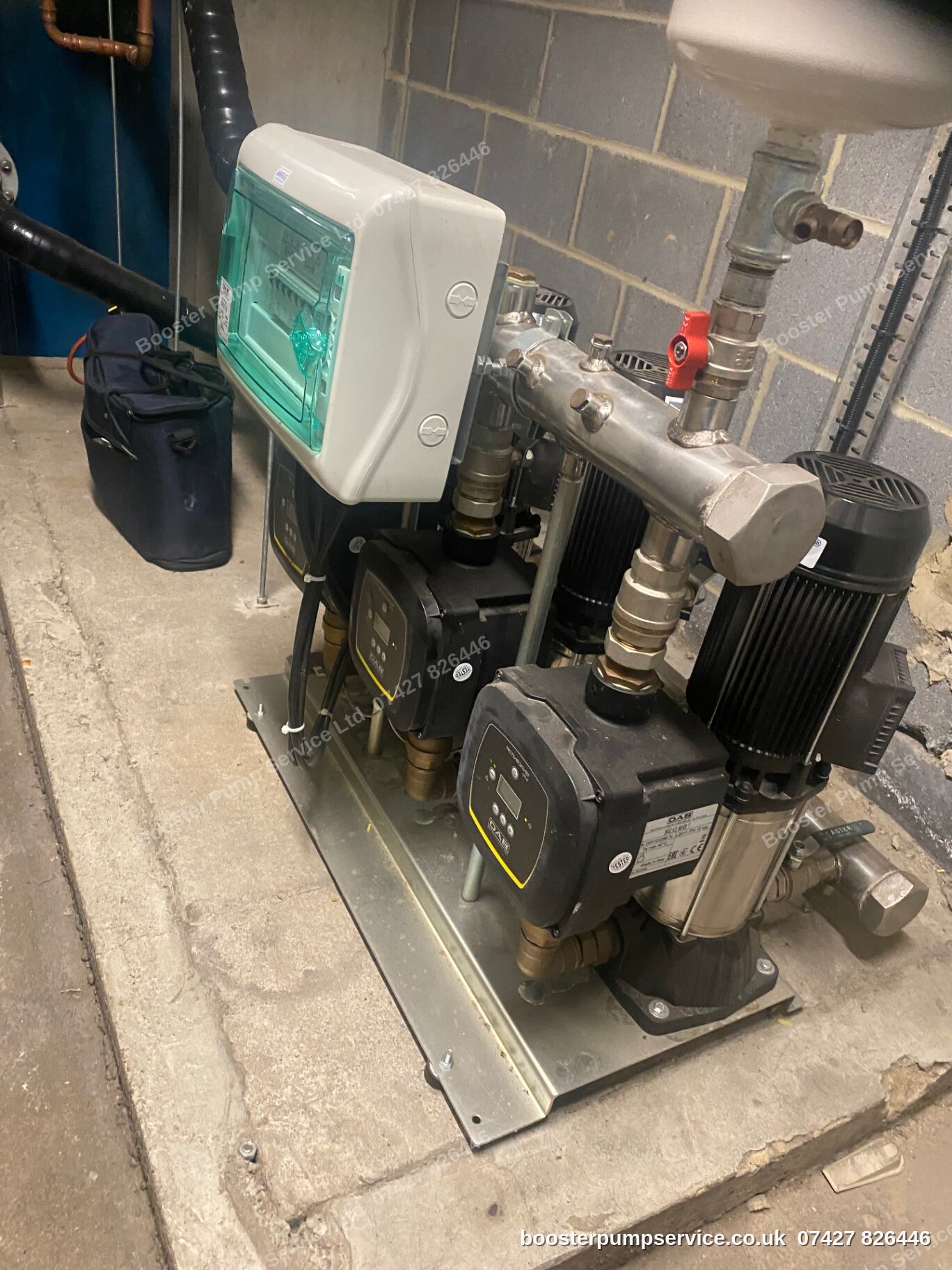 DAB packaged booster set with pressure vessel and manifold — circulation pump replacement in London.